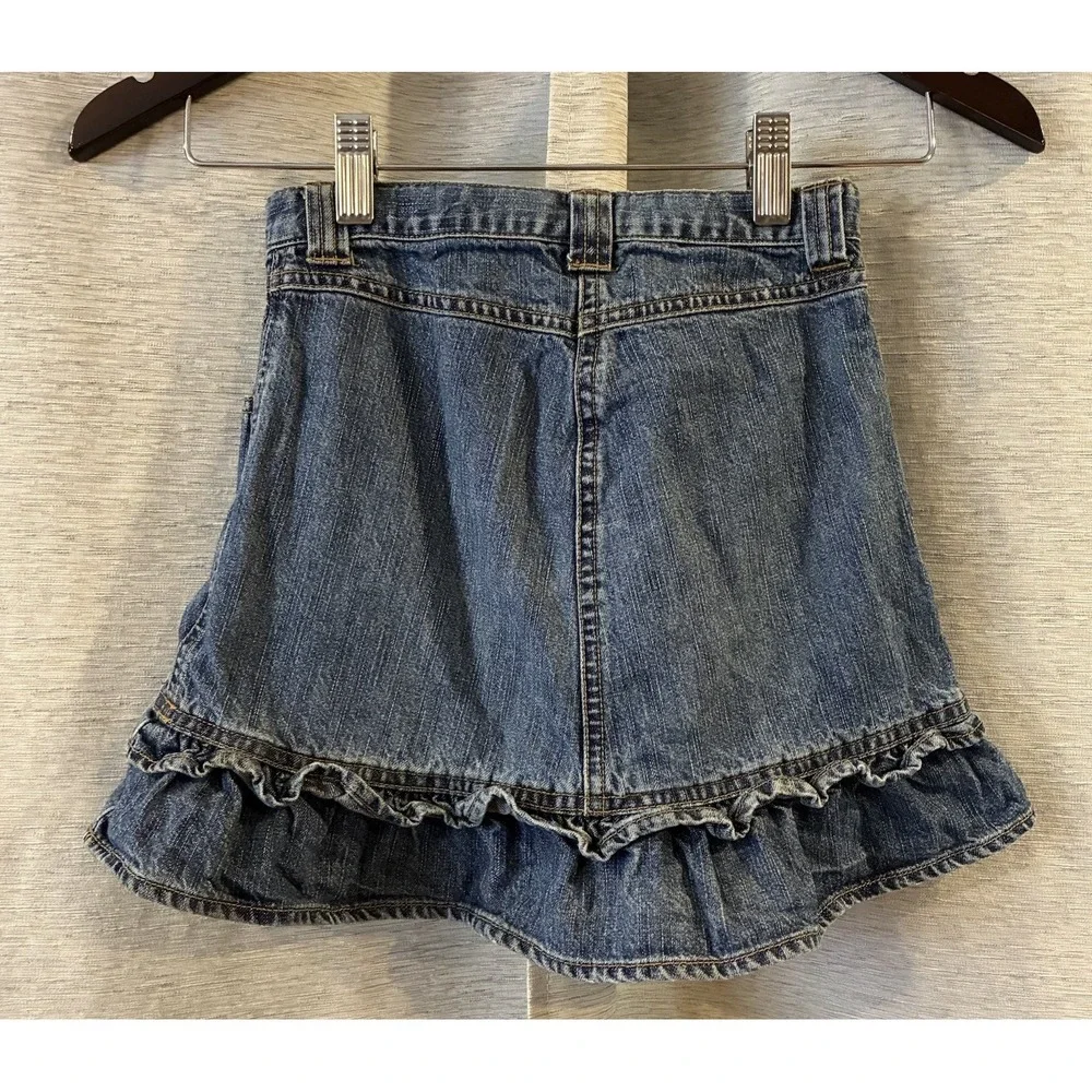 Vintage Gymboree Embroidered Denim Skirt Youth Size 7 Floral Animal‎